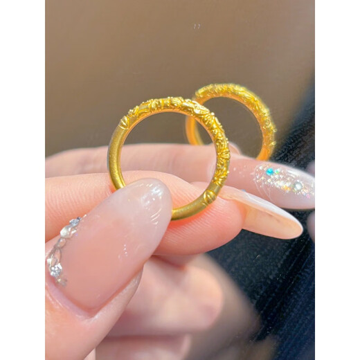 Hengchengxiang HOECENXAR24K golden Bauhinia flower ring for women new 999 carved plain ring temperament niche 5G gold ring ancient Bauhinia flower ring US size 10