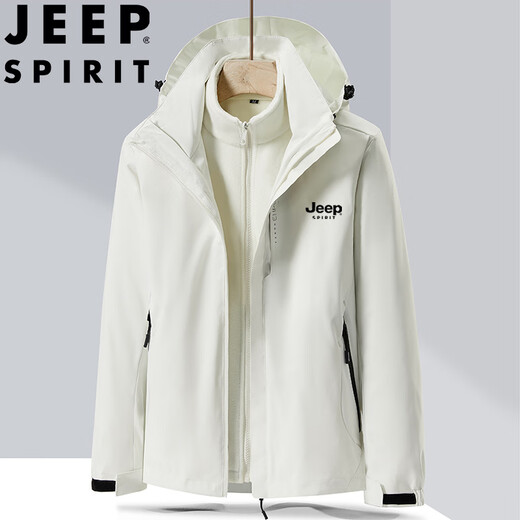 JEEP SPIRIT Jeep Jacket Men's Autumn and Winter Jacket Thickened Three-in-One Sports Mountaineering Suit Black XL