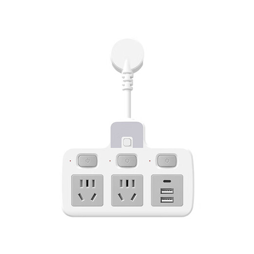 JD Logistics Convertisseur de prise en cuivre pur Xiaomi même style de prise USB sûr et durable avec veilleuse interrupteur indépendant un tour multitrous multiprise domestique gris avec prise 2 interrupteurs (cuivre pur 2500W)