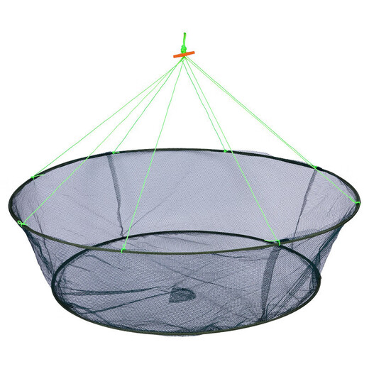Fishing zone lifting net fishing net fishing open folding fishing net shrimp net lobster net moving net lifting net diameter 1 meter bottom diameter 0.8 meters (10 packs of bait) dense mesh folding portable
