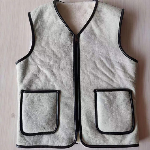 IMPRESSWIT real sheep fur one-piece vest winter sheep shear liner round neck vest vest middle-aged and elderly dad's vest zipper round neck full without splicing XL