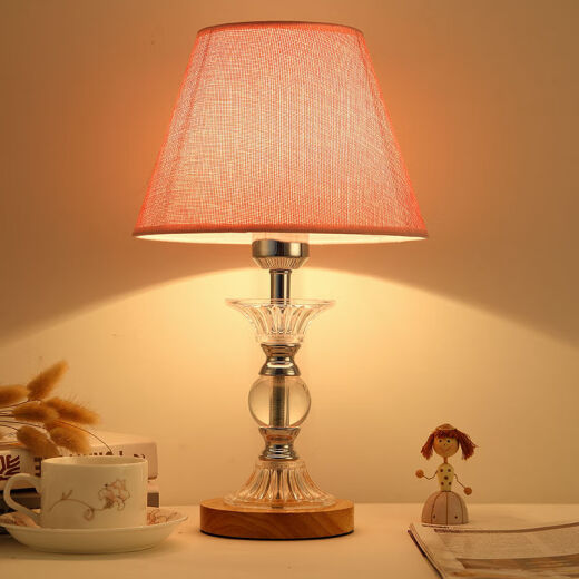 Bedroom Bedside Table Lamp Crystal Table Lamp Desk Solid Wood Dimmable LED Table Lamp Golden Wheat +.LED Bulb S Dimmer Switch
