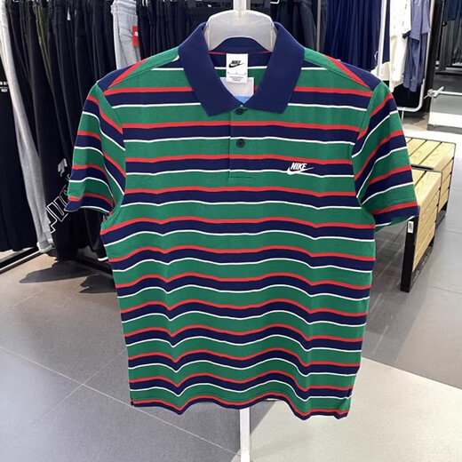 耐克（NIKE）短袖男装2025夏季新款健身训练运动服时尚翻领POLO衫透气休闲T恤 FN3897-410蓝绿条纹 XL