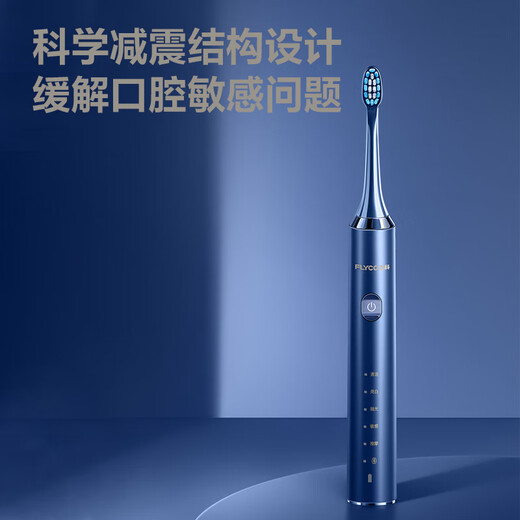 FLYCO Electric Toothbrush Smart Home Men and Women Sonic Vibration Wireless Rechargeable DuPont Soft Bristle Couple Toothbrush Adult Holiday Gift FT7205 Valentine's Day Gift Sapphire Blue 2 brush heads in total