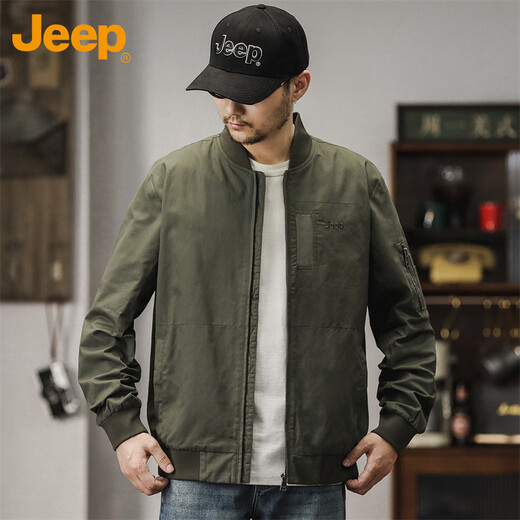 Jeep (JEEP) Jacket Men's Jacket Autumn and Winter Workwear Baseball Collar Casual Trendy Clothes Men's Military Green XL
