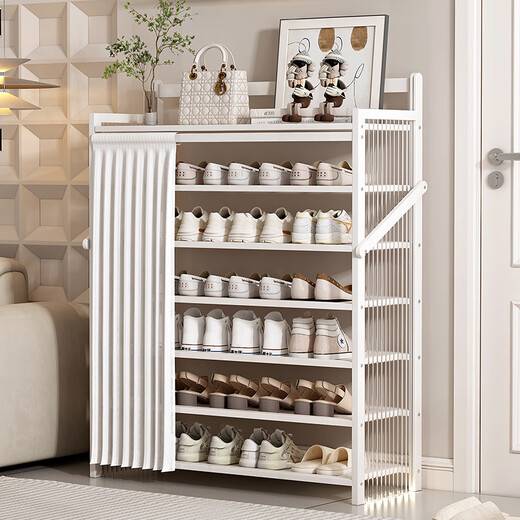 Small craftsman's simple installation-free shoe rack home entrance dormitory rental house dust-proof storage rack white 5 layers 50