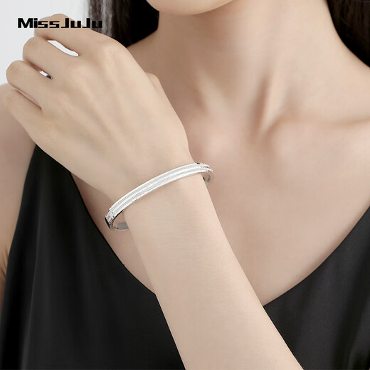 Miss JuJu pt950 platinum bracelet for women, wide face, round, semi-solid platinum bracelet for my wife, inner diameter 58mm, weight 9.75g, width about 3.5mm