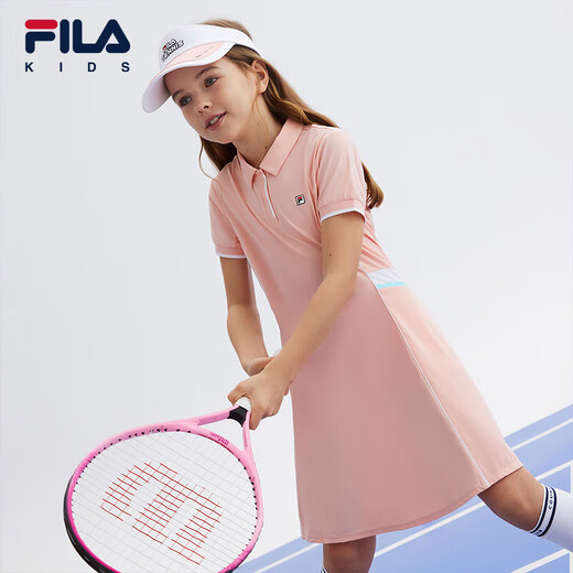 Fila Fila Children's Clothing Children's Skirt 2024 Summer Casual Sports Knitted Dress for Medium and Large Children Girls Bingche Orange-OR 160