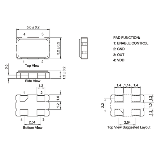 Lanshi SMD active crystal oscillator clock 5MHZ (20 pieces)