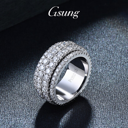 GsunG baby's breath ring platinum PT950 ring men's moissanite diamond ring rotatable platinum ring solid ring PT950 rotary moissanite diamond ring about 19 grams pre-order