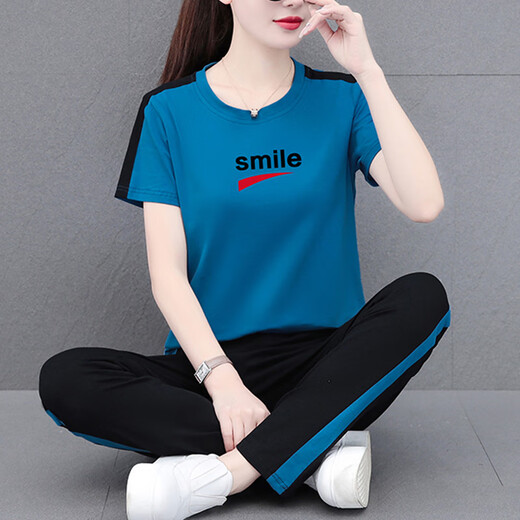 NY-EMMA Traje deportivo para mujeres de algodón de algodón de manga corta de manga corta de mediana edad.