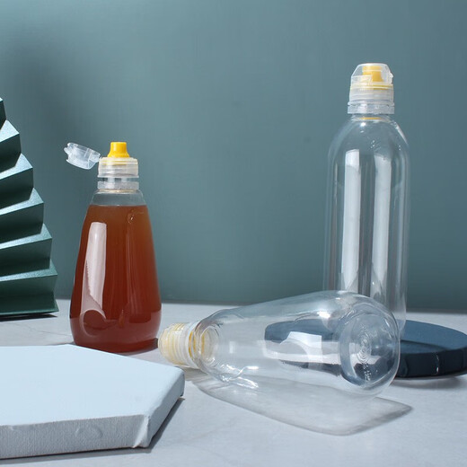 Haofanjie honey dispensing bottle honey bottle jar special squeeze portable bottle food grade autumn pear paste syrup seasoning dispensing box 500g short and thick honey bottle 2 pieces with silicone valve