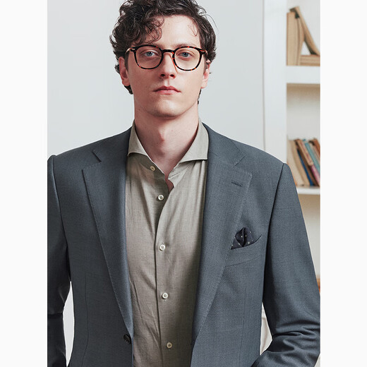 By Creations VBC Baipin imported pure wool suit suit men's business professional commuting formal groom wedding suit gray green (flat) 54 (185/104A)