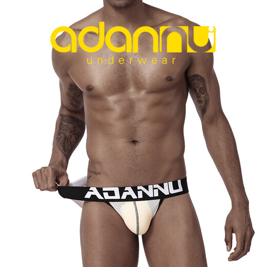 Adano translucent sexy men's thong mesh low-waist temptation underwear macho sexy T-pants AD139 white L