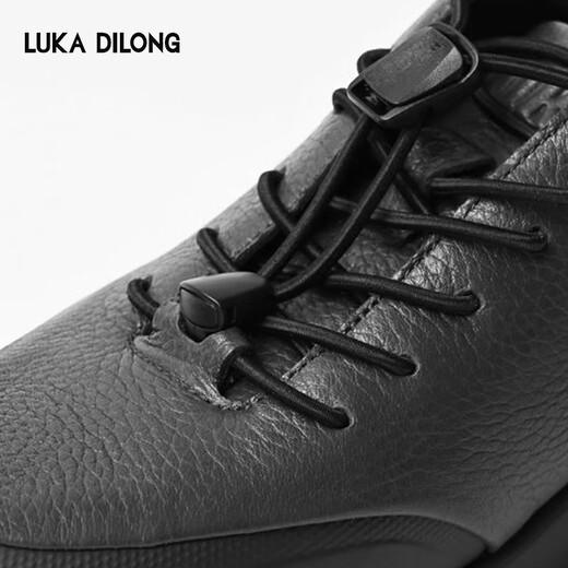 Luca Dillon light luxury deerskin convenient lace-up soft and wear-resistant men's business casual sports shoes for men light gray 39