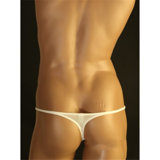 Icumitoo men's underwear nylon sexy low-waisted single T-pants large size thong men's black ice silk (thin and transparent) M