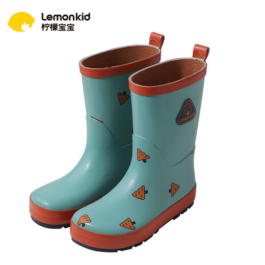 柠檬宝宝儿童雨鞋男女童胶鞋防滑防水鞋大童小学生雨靴 生椰抹茶 32码