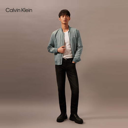 Calvin KleinJeans Spring and Autumn Men's Business Casual Commuting Embroidered Letters ck Baseball Collar Bomber Jacket PFF-Slate Gray M