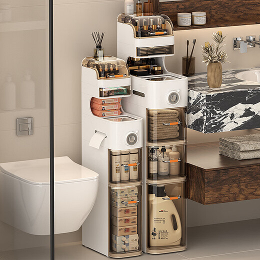 Jingjielang bathroom storage rack bathroom gap storage cabinet drawer-type movable narrow gap cabinet 22cm wide seven layers - with pulleys - no lights