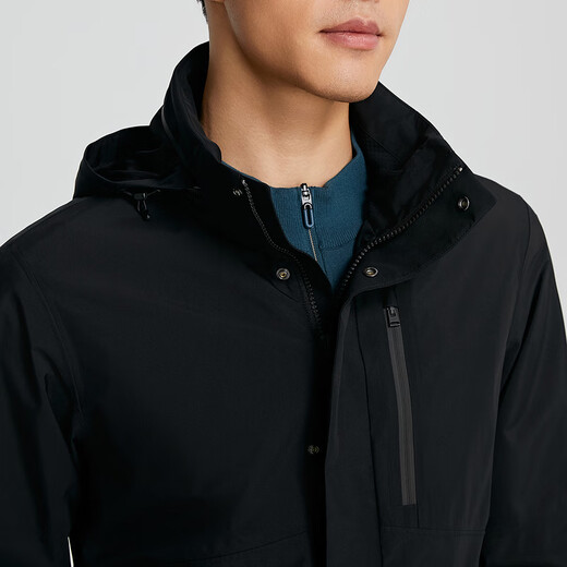 YOUNGOR single executive jacket men's hooded single jacket not easy to wrinkle, shape-proof, elastic and durable, same style as the mall, black YJJK435484ATA L 175/96A