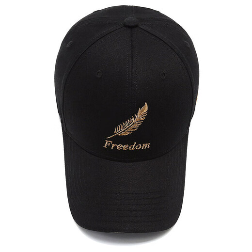 Gu Jianmu hat men and women four seasons new peaked cap Korean style trendy outdoor leisure fashion feather embroidery versatile baseball cap feather style black
