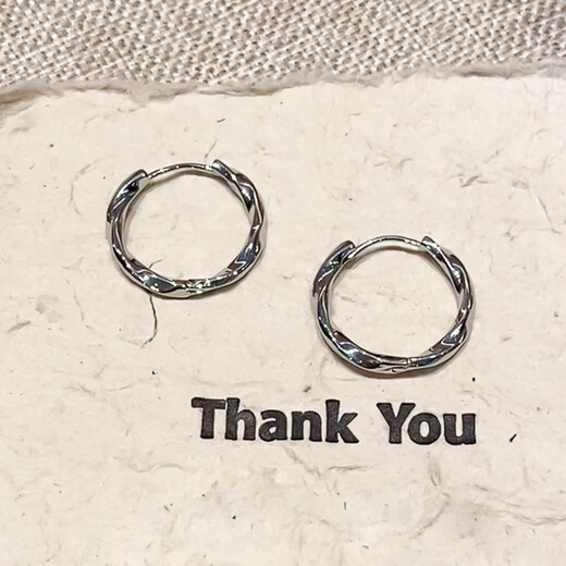 Hua Youxin Persimmon s925 silver earrings, female Mobius earrings, niche design plain hoop earrings, high-end ear buckle jewelry, silver Mobius earrings - large hoop style 2 pieces