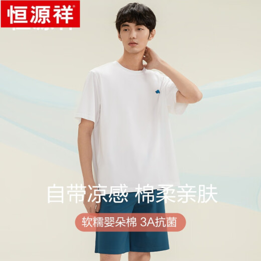 Hengyuanxiang couple pure cotton pajamas men cool summer shorts shorts breathable thin style outdoor wear home clothing suit for women men 16751 XL