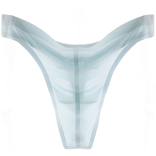 Summer breathable and sexy ice silk thong seamless one-piece mid-waist T-pants shorts thin men's underwear solid color black XL 2 feet 4-2 feet 5