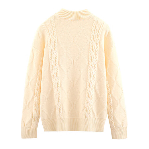 BUBBLE ORANGE parent-child knitted sweater, whole family outfit, autumn and winter mother-daughter clothing, a family of three or four, popular on the street, fashionable internet celebrity, high-end white apricot color parent-child outfit, 175-M size (recommended weight 105-120 Jin Jin is equal to about 0.5 kg)