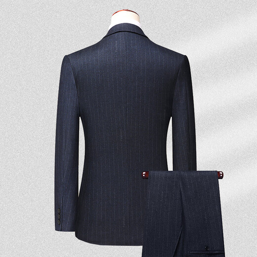 Pierre Cardin wool suit suit men's jacket autumn and winter new high-end suit middle-aged men's business dress suit suit for men (8985 style) blue vertical stripe L (175) pants default size 34 - for other sizes, please leave a message for waist size or contact customer service