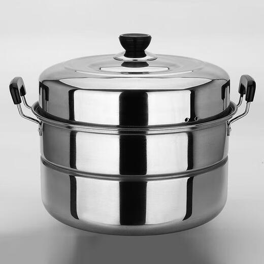 Sheli 316 stainless steel steamer thickened stainless steel double-layer steamer household large soup pot 3240 two-layer steamed buns super 28cm extra thick double-layer classic