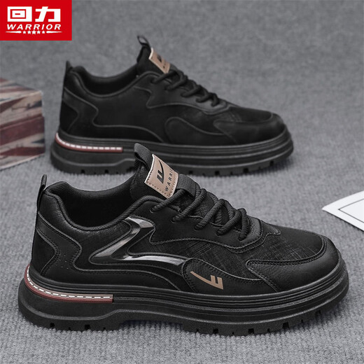 回力男鞋男士秋冬季新款板鞋厚底工装休闲鞋子劳保马丁靴男 黑色 43 