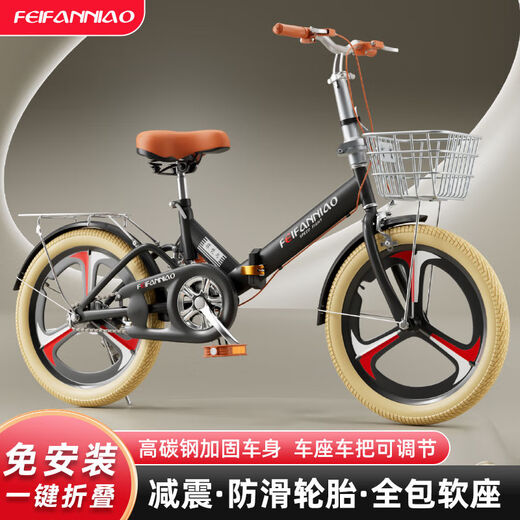 Installation-free folding bicycle for adults, children, and men, 20/22-inch ultra-light portable single-speed bicycle for work, new matcha green spoked wheel + gift bag, 20-inch suitable for height 125-155 cm