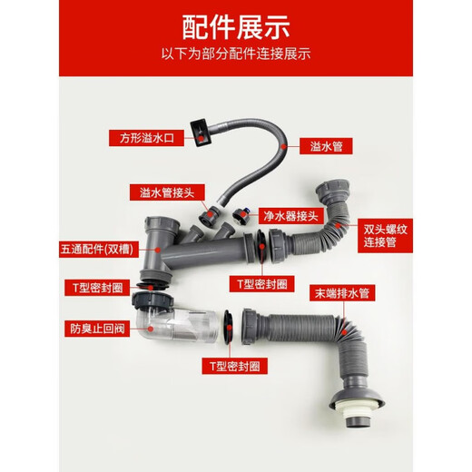 潜水艇（Submarine）潜水艇厨房洗菜盆下水管配件三通接头净水器小厨宝溢水口排水管 1 14110侧排提篮