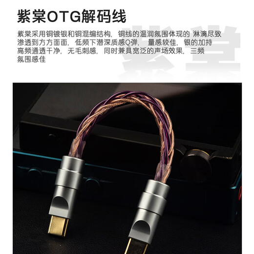 Yangshi dual Type-C decoding cable, single crystal copper silver-plated OTG, oxygen-free copper silver-plating, player, decoding amp, small tail audio connection cable, Zitang OTG decoding cable C-C