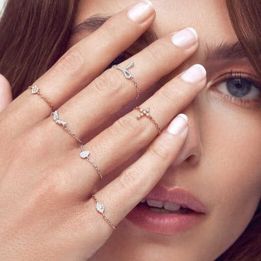 Shelly and Julep Magic Series 18K gold ring with diamond snake-shaped pendant rose gold and white gold 18K rose gold 52