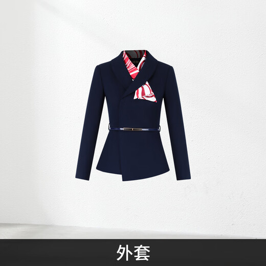 ROMON work clothes, professional suits for women, spring and autumn formal wear, hotel manager front desk jewelry store work clothes, professional suits for women, long-sleeved suit + pants (navy blue) L