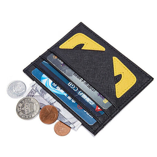 Boston Little Monster Card Holder Trendy Ultra-Thin Mini Card Holder Multi-Slot Cowhide Bank Card Holder Card Holder for Men