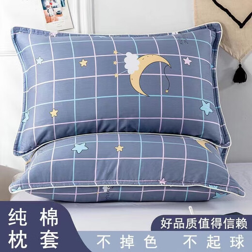 纯棉枕套单人枕头套48*74cm大号单个枕皮枕芯套加厚全棉枕一对装 阳光【夹棉拉链】 48x74/二个枕套装