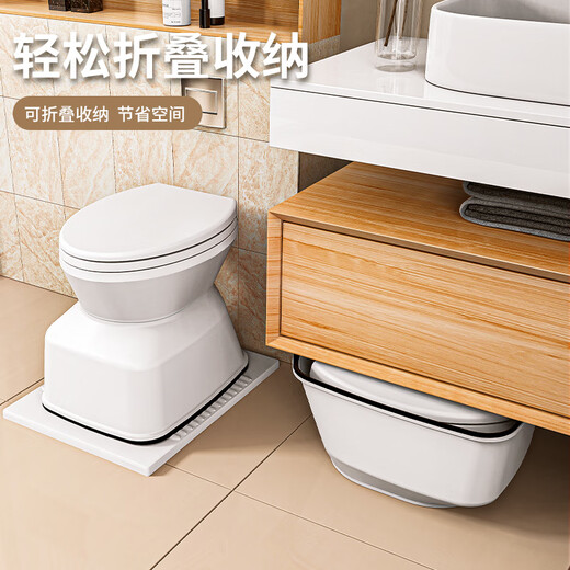 老人坐便椅家用孕产妇坐便器简易蹲便改坐厕便携式尿壶可移动马桶 新款仿真纯白加强防滑两用