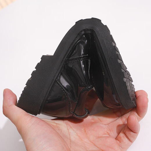 Vinoa Children's Shoes Boys' Leather Shoes Spring and Autumn 2025 New Korean Style Soft Sole Black Middle and Large Children's Primary School Students Campus Performance Shoes A-320 Black 27 Inner Length 17cm