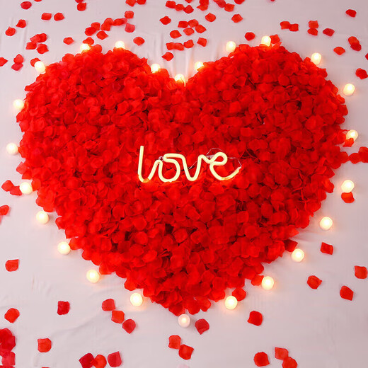 Kuibao Chinese Valentine's Day rose petals 2000 pieces of proposal confession bed decoration hotel wedding supplies birthday surprise decorations