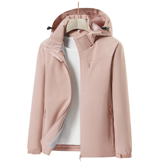 Woodpecker (TUCANO) plus velvet integrated jacket for women, single-layer outdoor autumn and winter mountaineering jacket jacket warm soft shell windbreaker 9930S kiln powder-women [solid color] 2XL