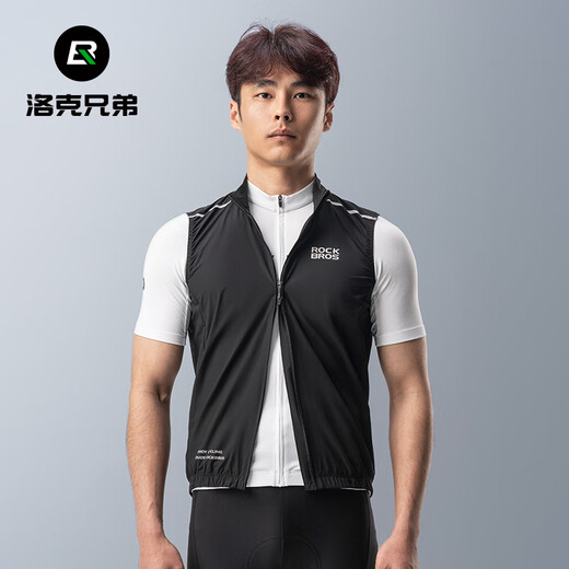 Rock Brothers Windproof Cycling Vest Men's Vest Warm Road Mountain Bike Clothing Breathable Sleeveless Top Black XXXL