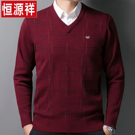 
Hengyuanxiang men's neck sweater thickened anti-pilling chicken heart collar sweater dad casual warm base shirt easy to take care of coffee rice 6625 165/80A 100-125Jin [Jin equals 0.5 kg]