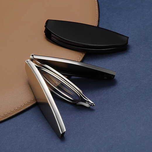 LESCA LUNETIER时尚折叠便携迷你防蓝光老花镜男高清眼镜老花镜女 银色 200度