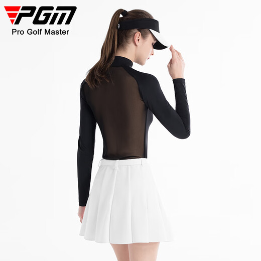 PGM高尔夫服装女装冰丝防晒打底衫上衣T恤夏季运动 YF677-黑色【上衣】【冰丝】 M