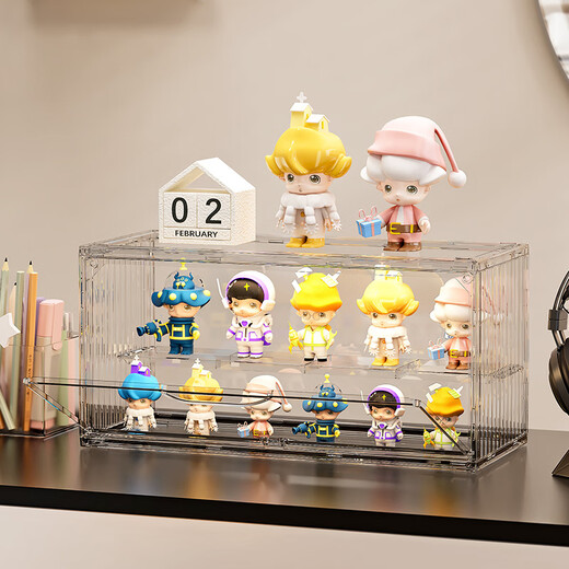 OMANTI double-layered figure storage box magnetic acrylic dust-proof Bubble Mart doll Brooke blind box storage display stand double-layer fully transparent figure display box
