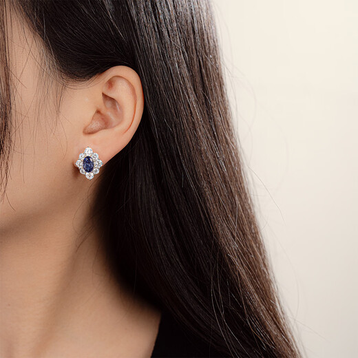 HKHL 925 Silver Tanzanite Blue Gemstone Earrings, Feminine and High-end Earrings, Niche Earrings Gift for Wife, A Pair of Tanzanite Blue Gemstone Earrings + Light Luxury Gift Box