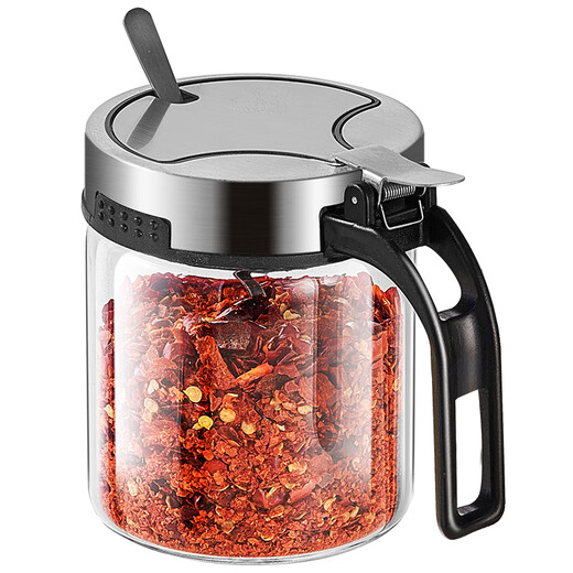 Longxue seasoning storage box set household bottled kitchen high-end jar salt shaker seasoning bottle seasoning jar three-piece set 304 steel lid seasoning jar *3